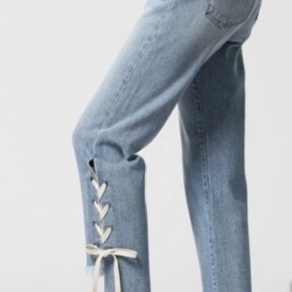 HIDDEN Tracey Lace Up High Rise Straight Jeans - Picture 2 of 6